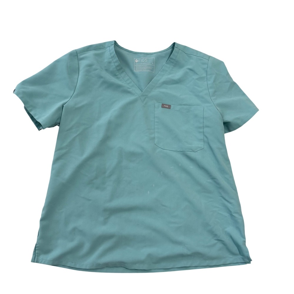FIGS "Sea Glass" Lmtd Ed Catarina One-Pocket Scrub Top XL Nurse some staining